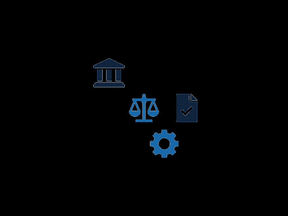 Decorative abstract illustration representing institutional structure and policy framework