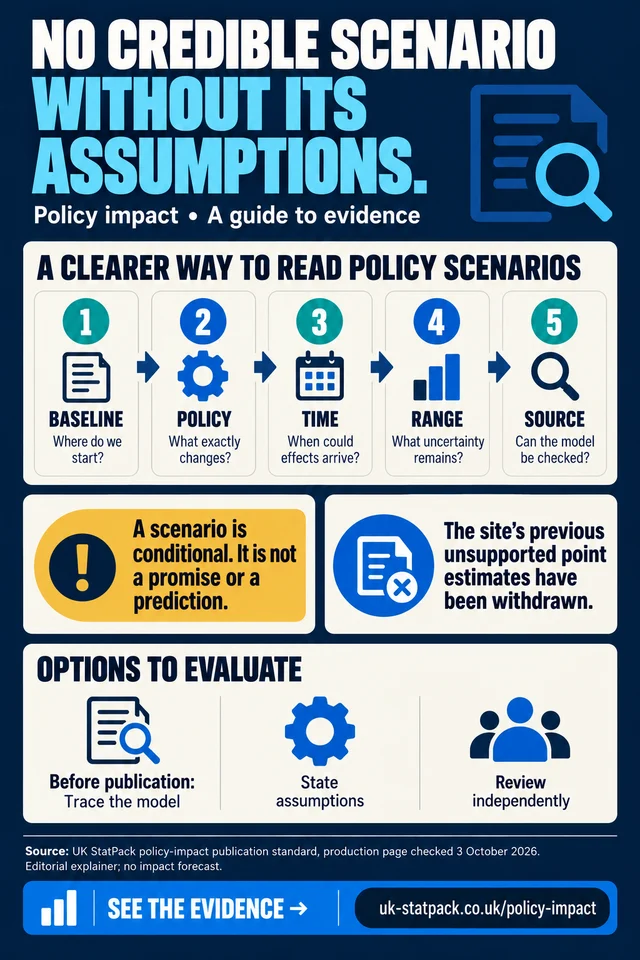 No credible scenario without its assumptions — editorial explainer from UK Facts.